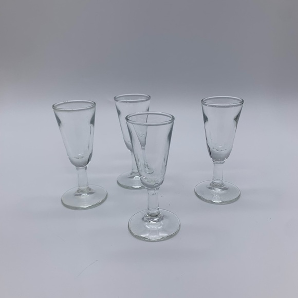 Set Of 4 Antique MCM Vintage After Dinner Stemmed Cordial Aperitif Glasses 1 Oz - Picture 4 of 12